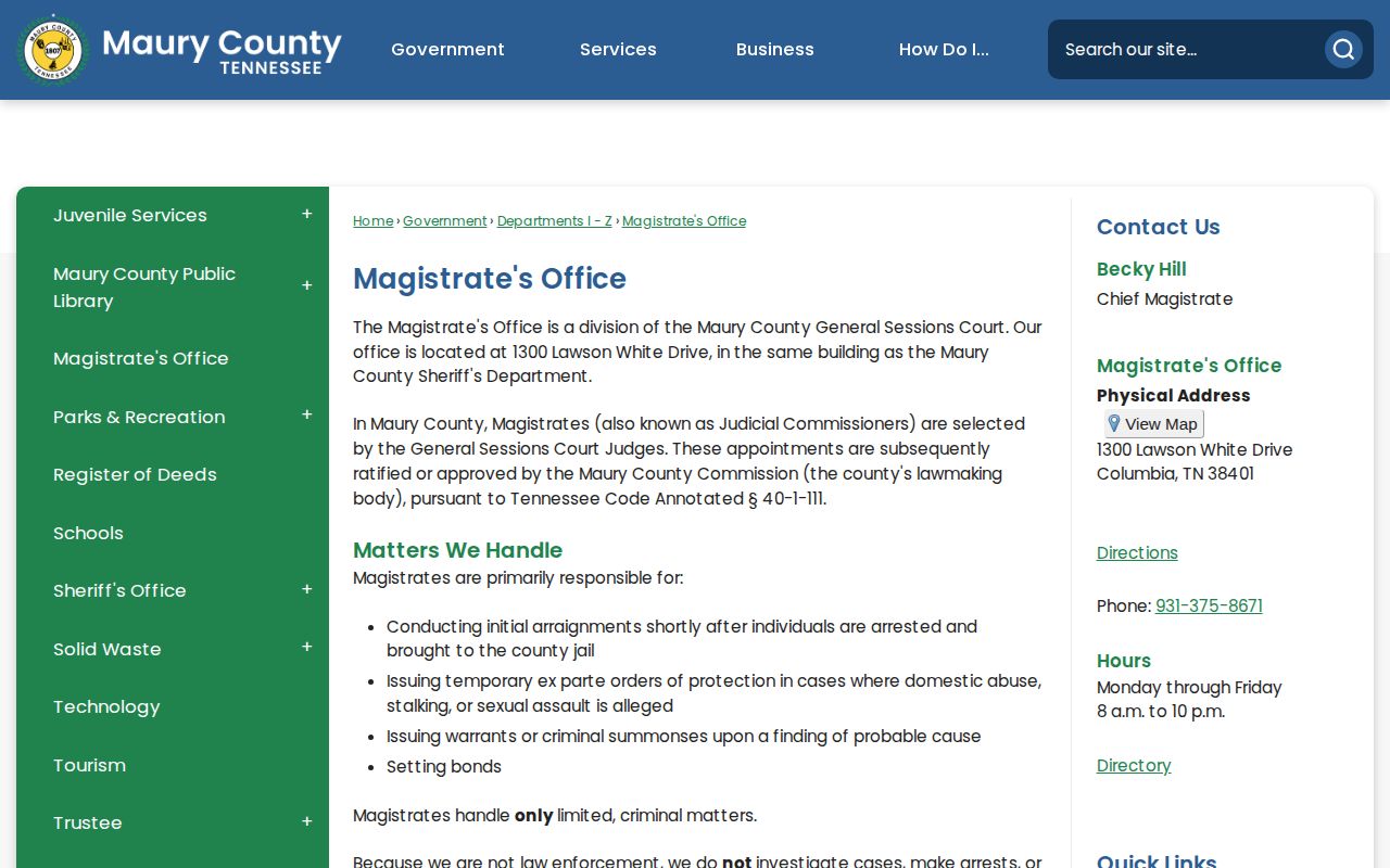 Maury County magistrate booking and bond information for recent arrests